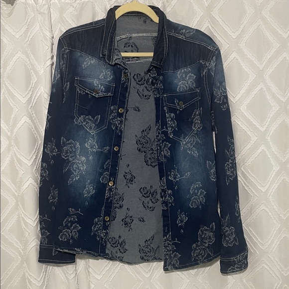 Other - Floral Denim Jacket